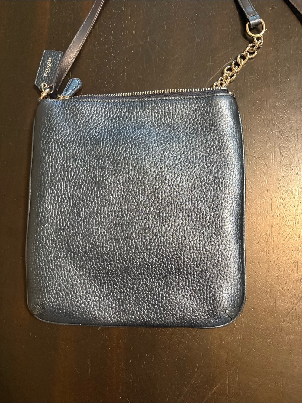 Coach Swagger Swingpack in Silver /Blue Metallic Pebble Leather, Style 36502 - Picture 6 of 11